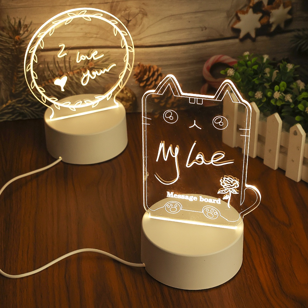 Note Board Night Light/Papan Pesan LED Dapat Ditulis Ulang Dengan Pulpen/Dekorasi Lampu Malam Usb Serbaguna Untuk Anak Pacar