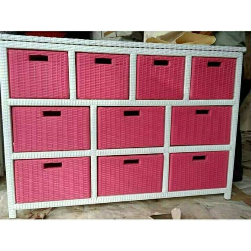 Lemari Rotan Sintetis | Lemari Rak Laci 10