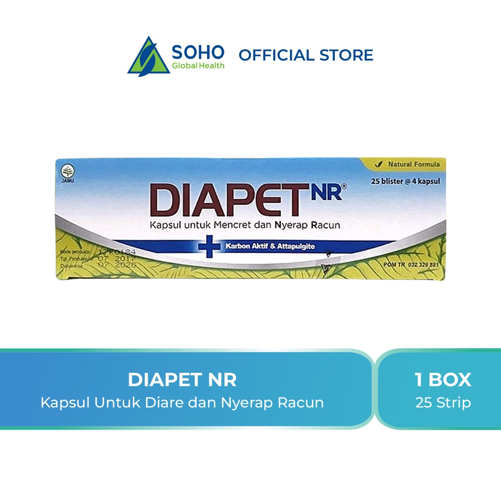 Diapet NR (Nyerap Racun) Kapsul Untuk Mencret 25 Strip isi 4 Kapsul