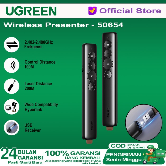 

[[JNT COD]] Laser Pointer Remote Control Presenter Wireless 2.4ghz UGREEN - 50654