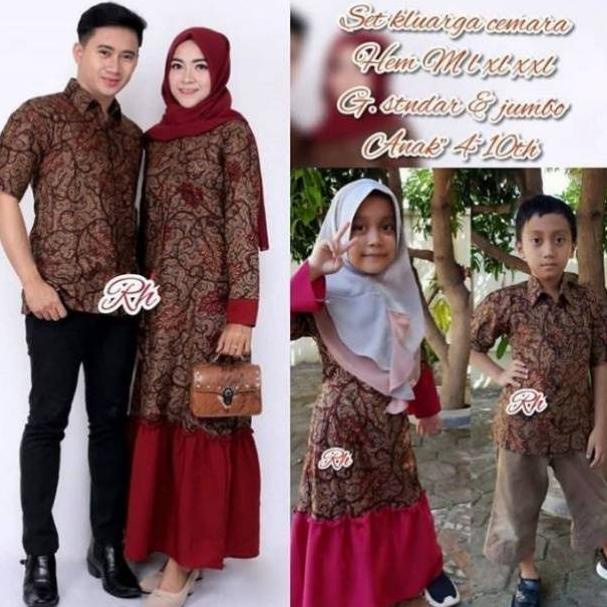 ➥ Baju batik couple keluarga gamis allsize jumbo ☁