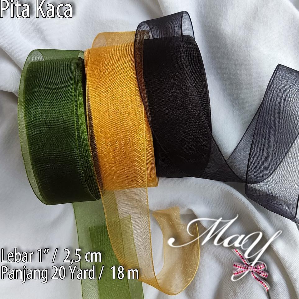 

N32 Roll Pita Kaca Transparan Organza Organdi tipis lebar 0,5" (1,27 cm) & 1" (2,5 cm) panjang 20 yard/18 meter TREND KEKINIAN ャ