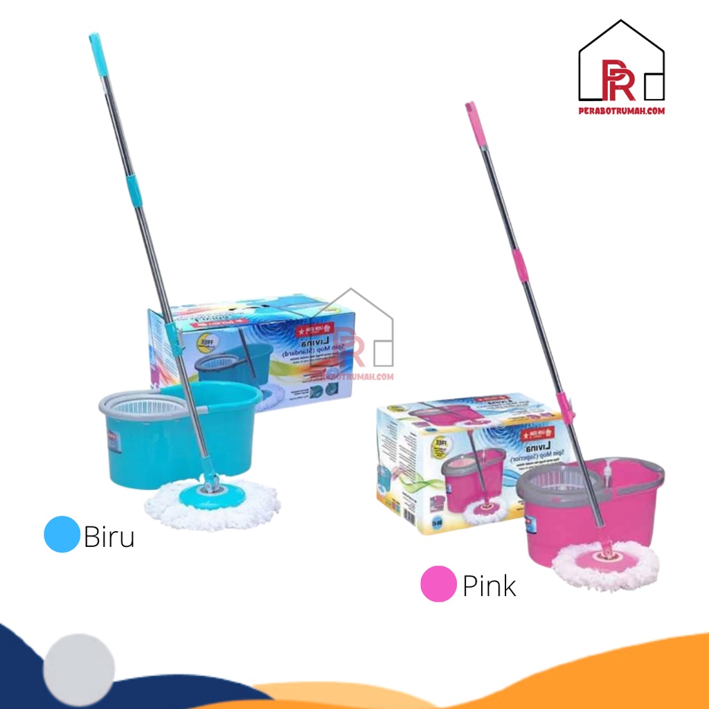 Set Alat Pel Spin Mop Premium / Pel Lantai Praktis Tanpa Peres + Ember Pengering Stainlees