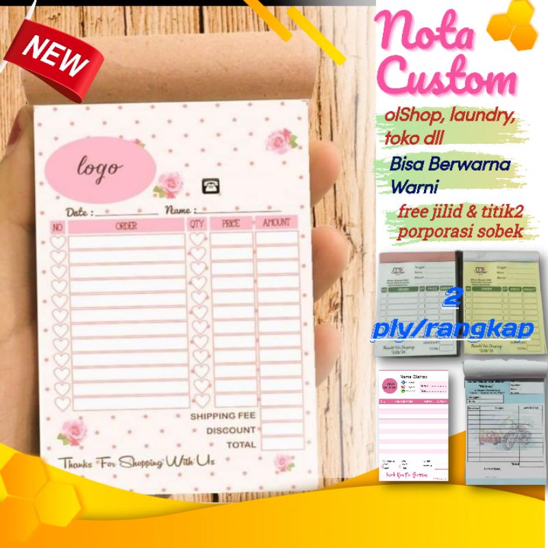 

Cetak Nota Olshop, Toko, Costum NCR 2 ply/rangkap