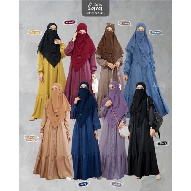 Sava dress katun madinah premium branded merk ori by Azda hijab READY gamis abaya katun madina premi