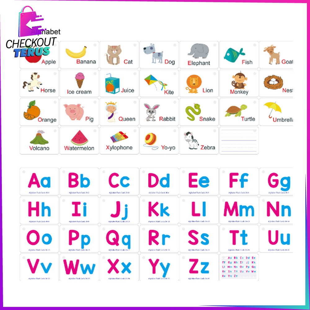 CT M308 Flash Card Bahasa Inggris Mainan Edukasi Anak English Early Education Kartu Pintar Balita Belajar Abjad Buah Import