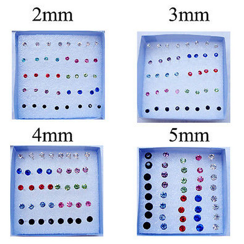 20pasang/set2per3 /4/5MM woman fashion Berlian Imitasi Elegan mini ear stud Earrings Hadiah Perhiasan