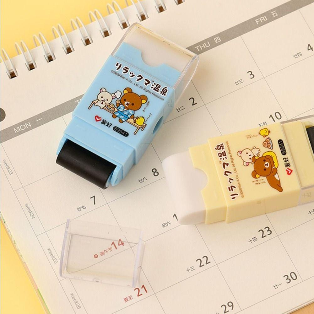 Mxbeauty 3in1 Pensil Sharpener Eraser Roller Kawaii Anak Perlengkapan Seni Alat Tulis Siswa Sekolah Alat Kantor Menggambar Sketsa Built-in Cleaning Roller