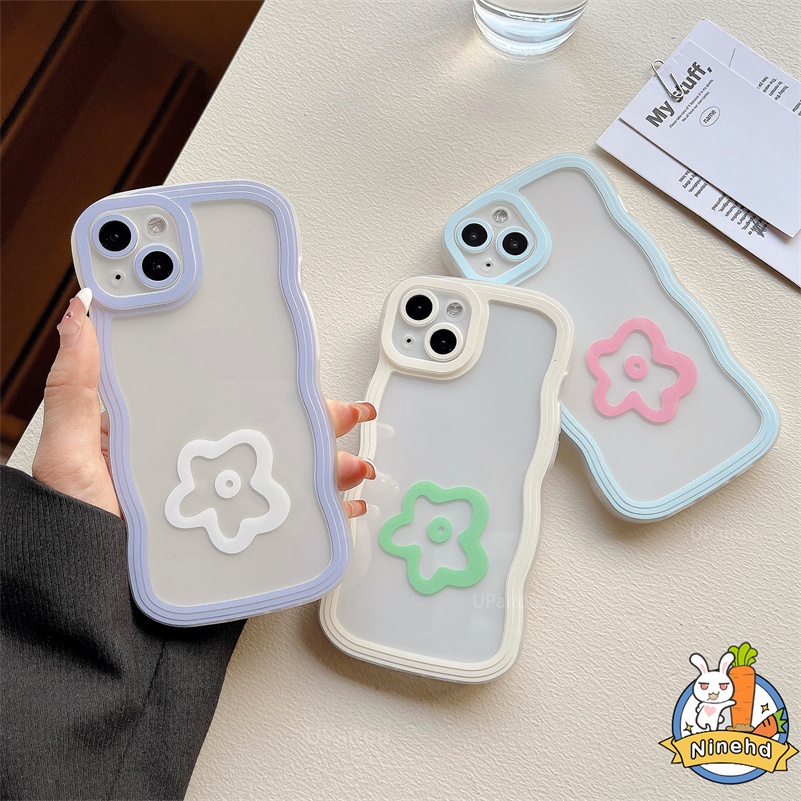 Realme C35 C33 C31 C30 C30s 10 9 Pro+ C21 C21Y C25Y C25 C25s C20 C20A C17 Realme C15 C12 C11 8 8i 7i 5 5i 5s 6i C3 Narzo 50 50i 50A Prime Lensa Casing Ponsel Warna Permen Sederhana Full Protect Shockproof Wavy Edge Case