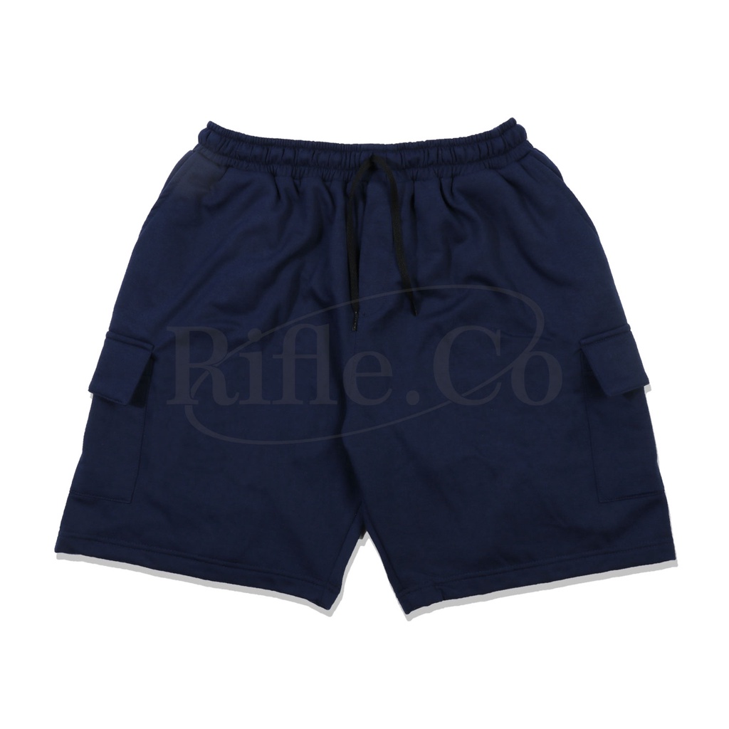 Rifle.co | Celana Cargo Pendek Pria Navy  | sweatpants cargo |  celana pendek pria cargo biru