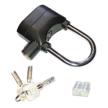 (ZENIA)  Gembok Alarm Lock Hitam Ring Panjang (12 cm)