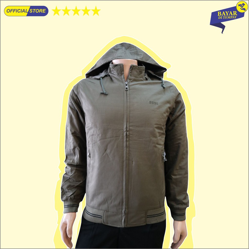 Jaket Pria SSBL 5953 Katun Bolak Balik Krah Shanghai Topi Lepas Pasang / Pakaian Bapak size XL-3XL (JUMBO) - sckmenwear GROSIR