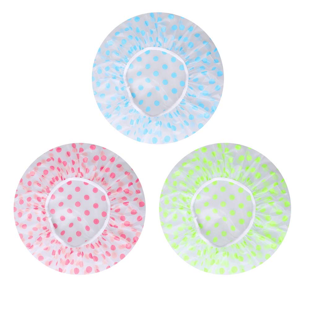 Hot Sale/1Biji Shower Cap Mandi Tahan Air/Topi Mandi Dot Bergelombang Elastis/Topi Styling Salon Rambut Wanita/Aksesoris Mandi Bonnet Mandi Bermanfaat Hotel