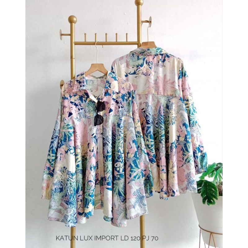 KEMEJA KATUN LUX IMPORT LD 120 / KEMEJA WANITA / ATASAN KEKINIAN / BLOUSE SIMPLE / KEMEJA CASUAL