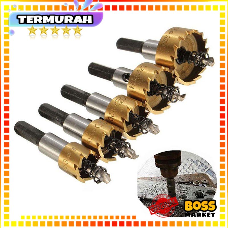 MATA BOR PELUBANG BESI KAYU PLASTIK METAL HOLESAW CARBIDE HSS 5 SET