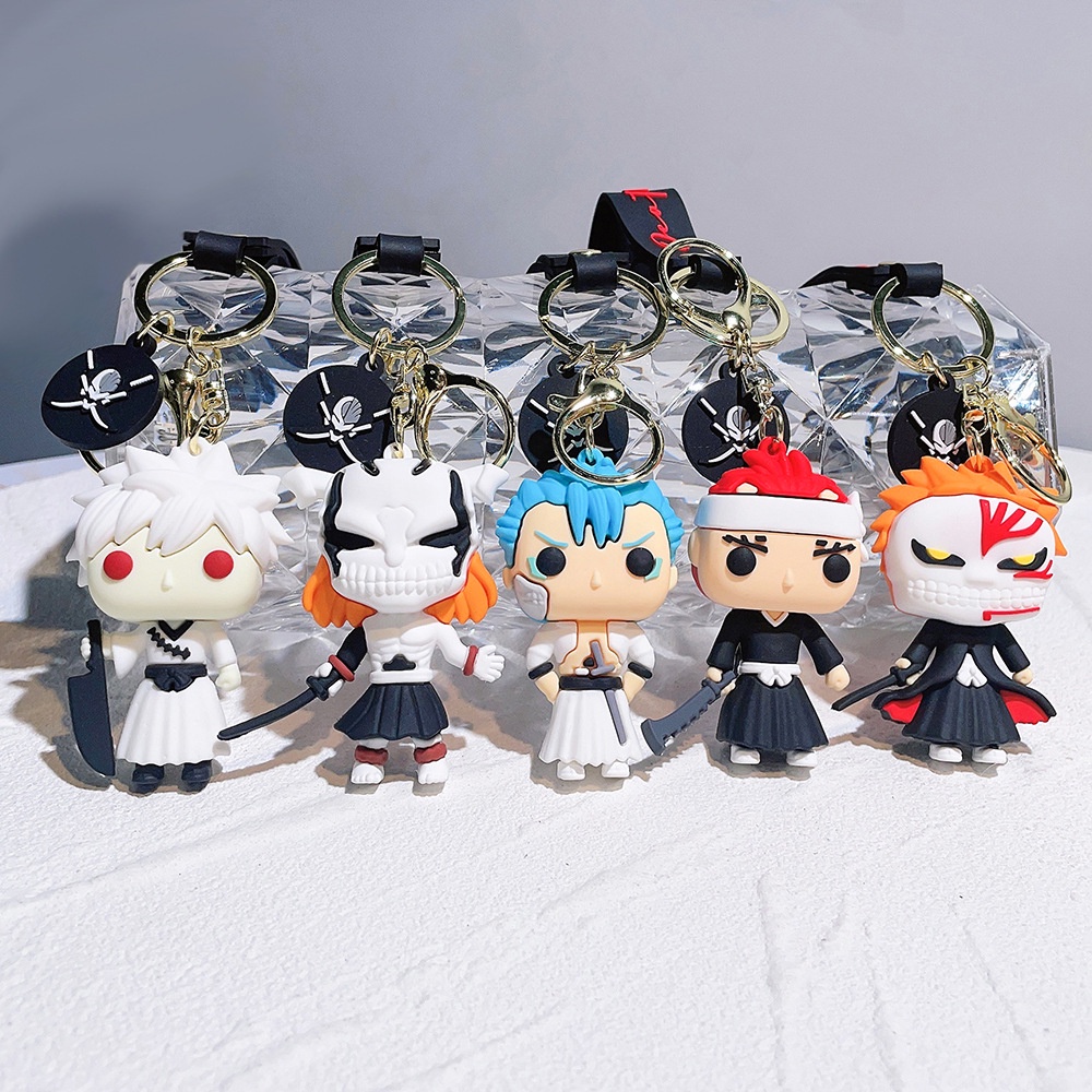 Anime BLEACH Silikon Gantungan Kunci Kartun Kurosaki Ichigo Cosplay Keyring Untuk Pria Mobil Liontin Charms Accessorie