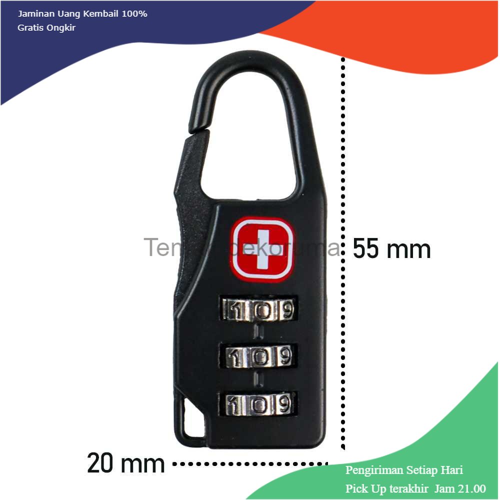 TD - TRV TaffGUARD Swiss Gembok Koper Kode Angka - 104