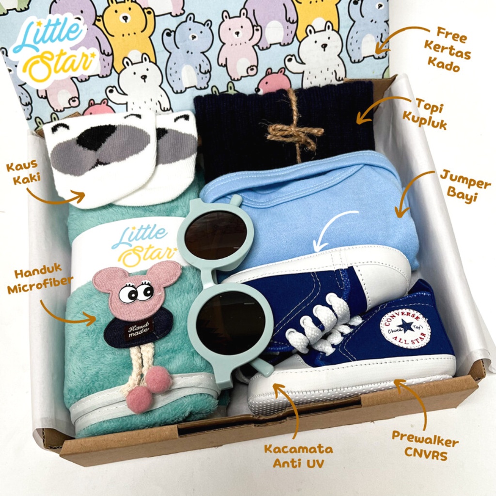 6in1 Gift Set Baby Newborn Hampers Baju Handuk Bayi Baru Lahir Unisex