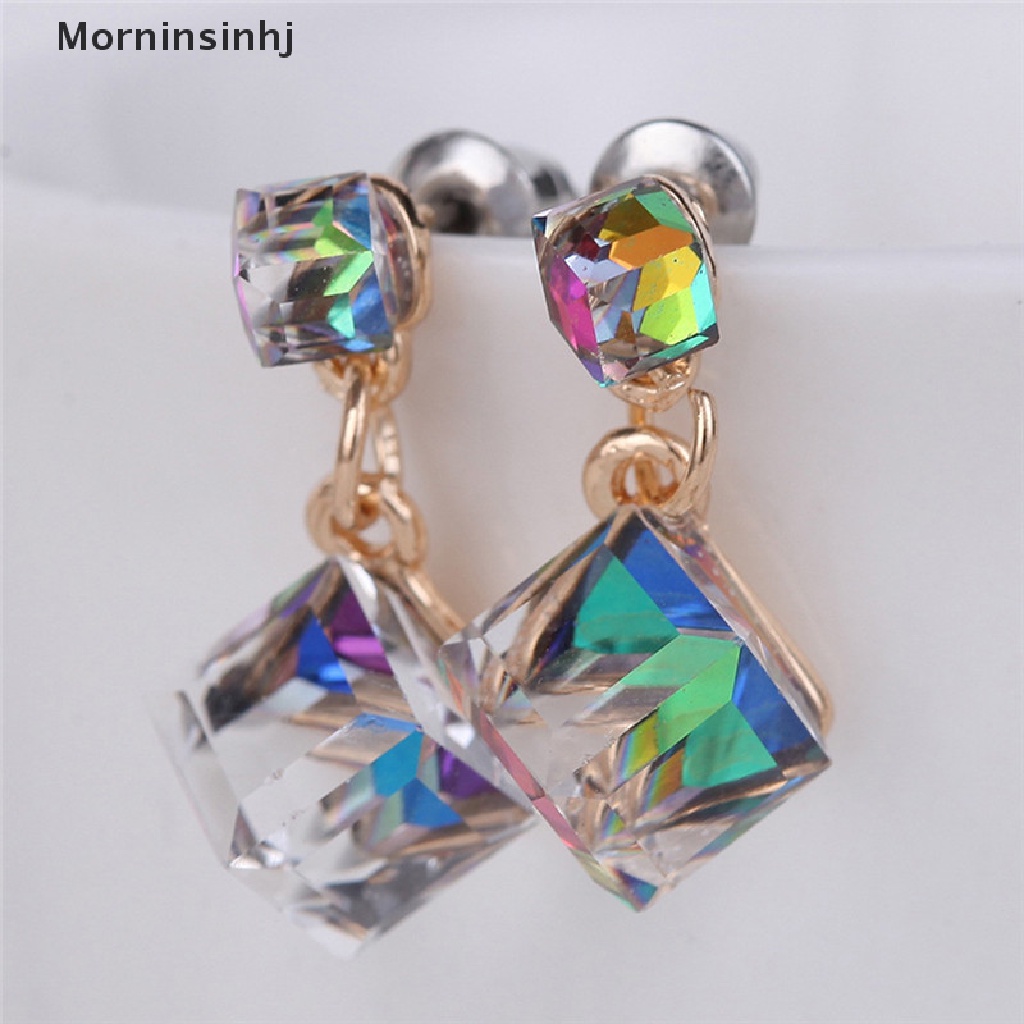 Mornin Anting Kristal Berlian Imitasi Zirkon Stud Earrings Wanita Pernikahan Bridal Jewelry id