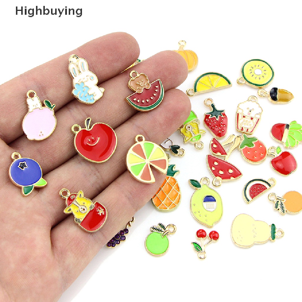 Hbid 40Pcs / set Mix Mini Metal Fruit Enamel Ch Pendant DIY Bracelet Necklace Earring Jewelry Making Accessories Glory