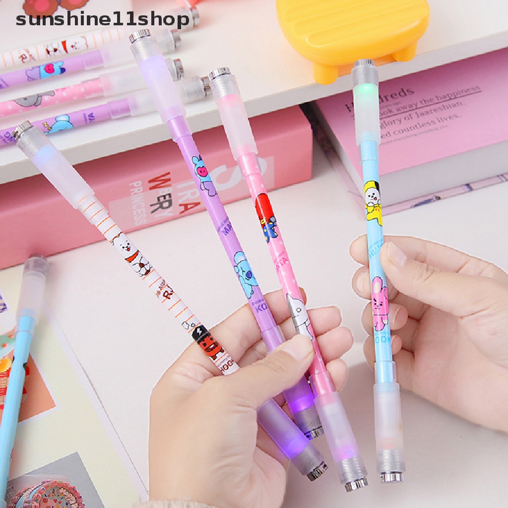 Sho Keren Rotag LED Flash Gel Pen Dengan Lampu Siswa Mode Gaming Spinning Pen Ballpoint Mahasiswa Pereda Tekanan Hadiah Pena Alat Tulis N