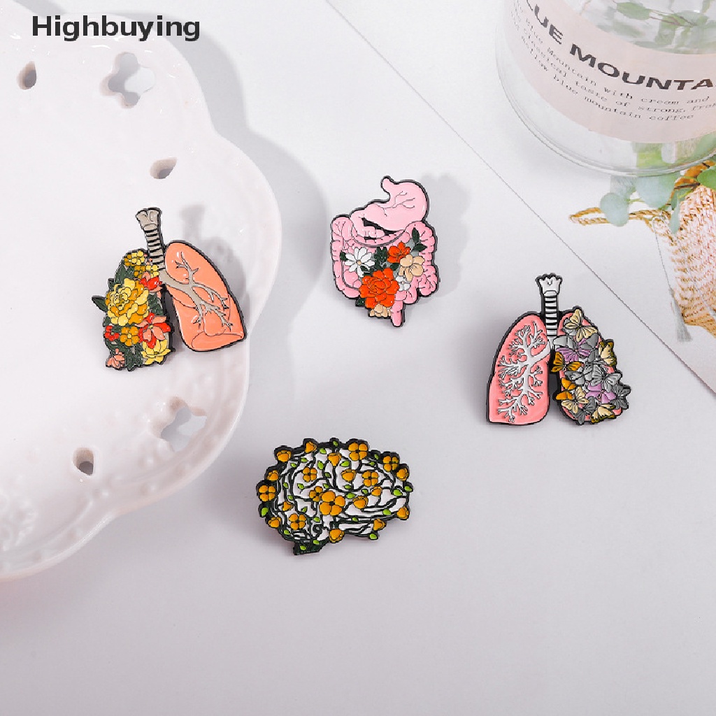 Hbid Kreatif Organ Bunga Enamel Pin Tubuh Internal Jantung Otak Paru-Paru Bros Pin Lucu Bros Kerah Lencana Perhiasan Untuk Wanita Gadis Glory