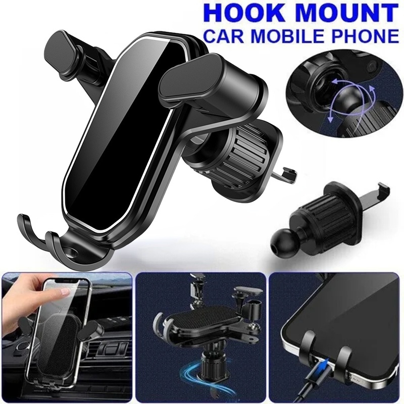 Bracket Hp Universal Multifungsi Portabel Non-slip Holder Handphone Mobil360 °Rotatable Segitiga Tetap Kompatibel Dengan Semua Ponsel Ventilasi Udara GPS Berdiri Dengan Klip Kait