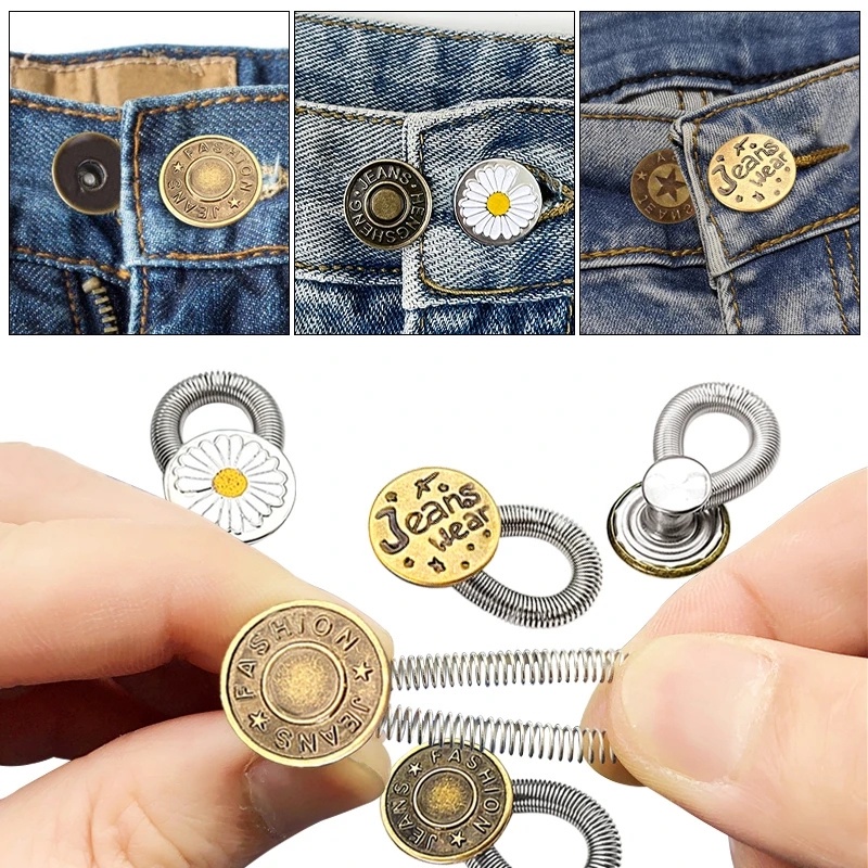 Detachable Reduce Waist Jeans Instant Jahit-Bebas Metal Gesper Pinggang Untuk Celana Bebas Paku Pengikat Kancing Pinggang Removable Jeans Button Universal Retro Button Buckle