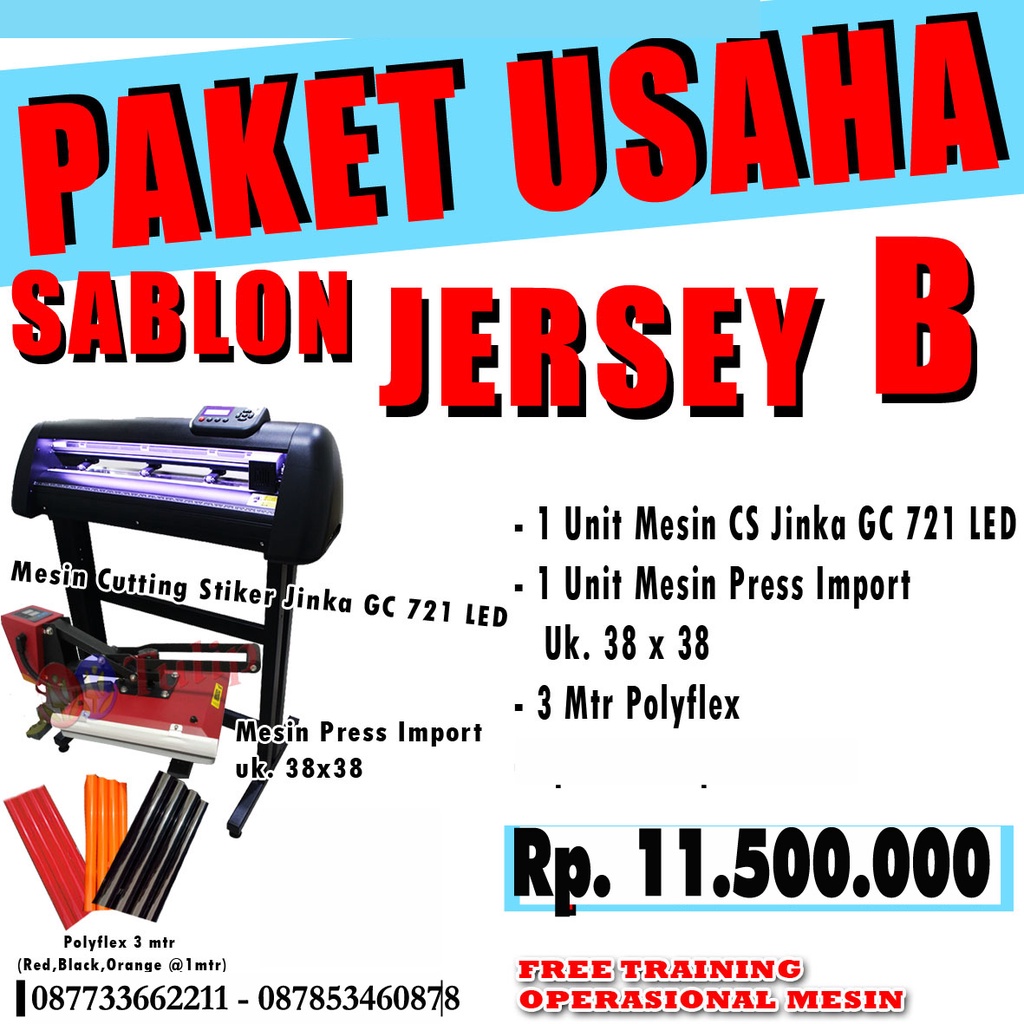 PAKET USAHA DIGITAL SABLON / MESIN DIGITAL SABLON / CUTTING STICKER JINKA / PAKET JERSEY A / MESIN P