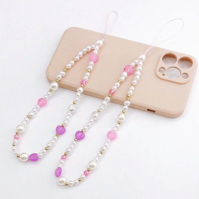 Rantai Manik-Manik Mutiara Baroque Tidak Teratur Untuk iPhone Android OPPO VIVO Huawei Xiaomi Redmi Samsung Semua Ponsel Earphone Case Cover Anti Hilang Gelang Tangan