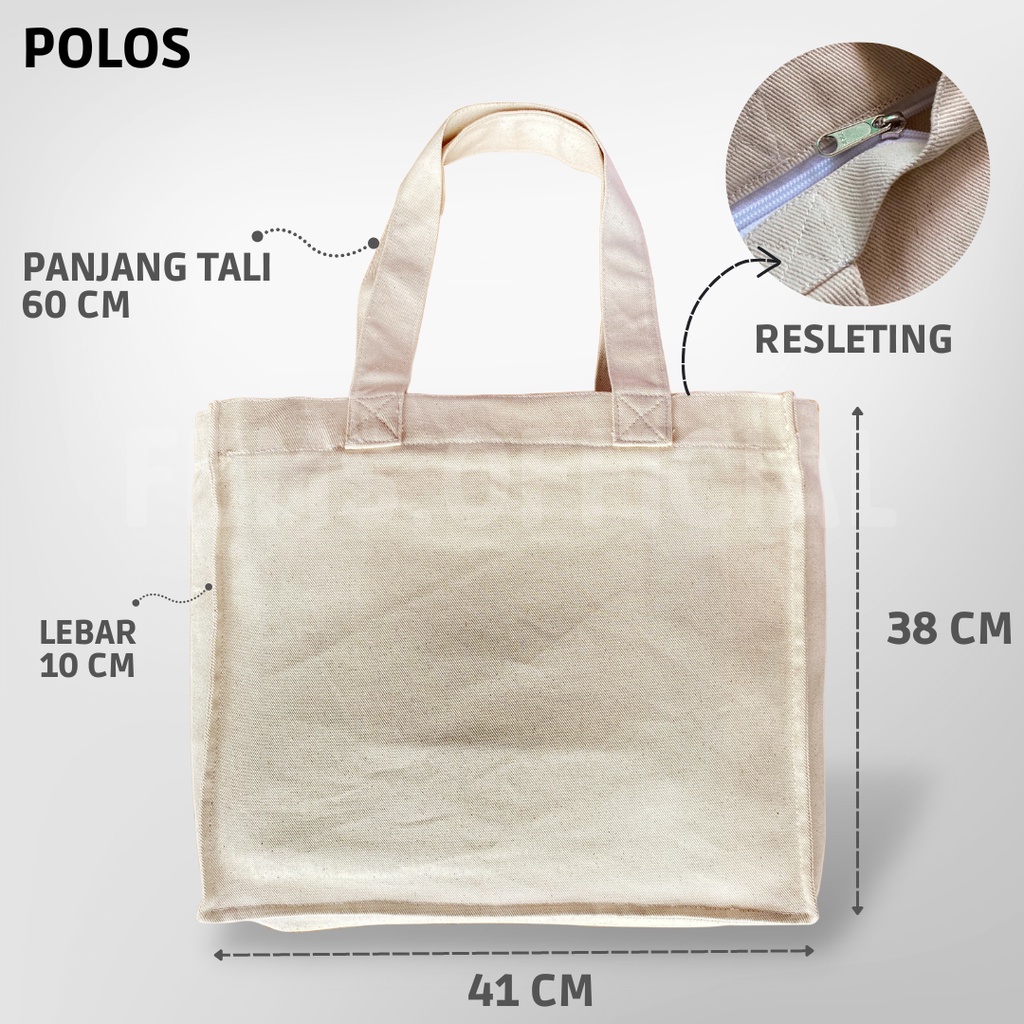 Tote bag Polos Grosir Kanvas Tebal Premium Serat Twill CKL Resleting