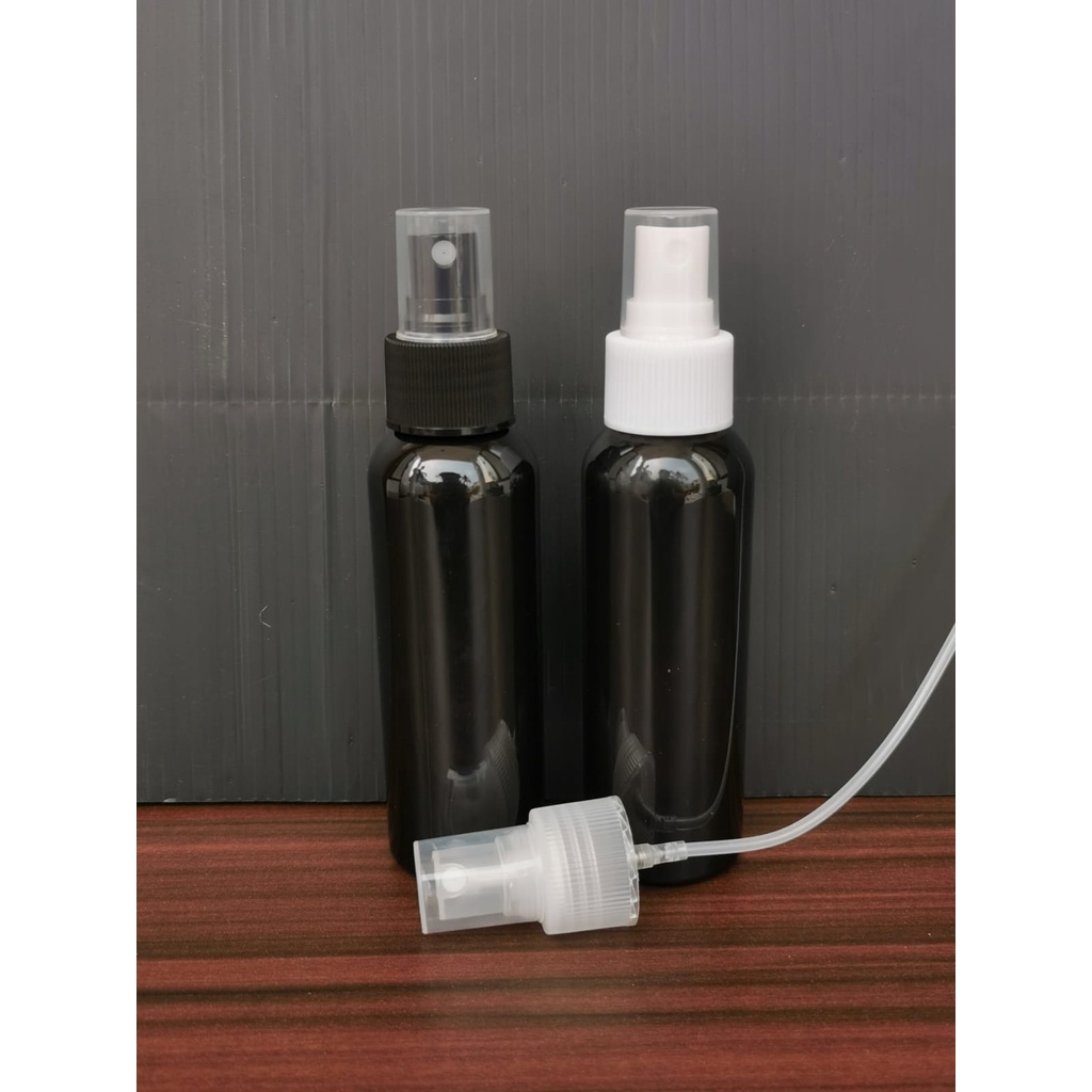 Botol SPRAY sprai Bright PET 100 ml 100ml Body Putih Susu Coklat Cokelat Amber Hitam Black (VC)