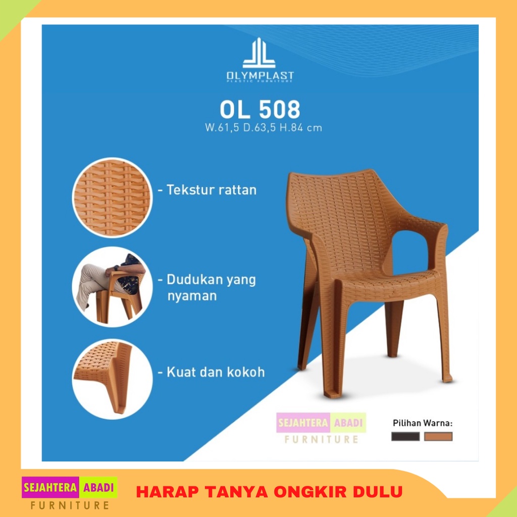 olymplast kursi rotan plastik tanganan ol508, kursi santai, kursi tamu