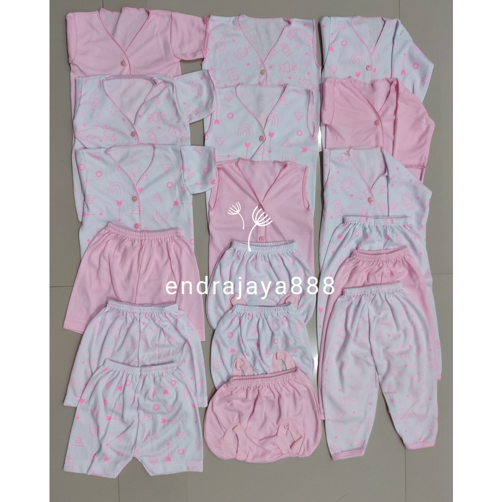 100rb Paket Hemat Set 18 PC Perlengkapan Melahirkan Bayi Baru Lahir Paket newborn baby boy girl Paling Murah paket komplit baju bayi tabur animal 18 pcs endra pink