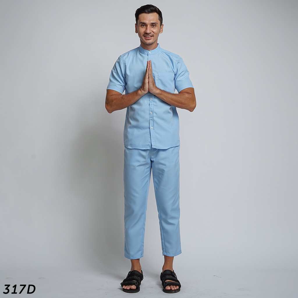 HSRM Ox Shirt 1 Set Blue Sky Kemeja Kerah Shanghai Lengan Pendek 317 D