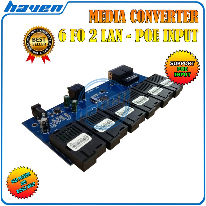 Media Converter 6 Port FO 2 Port LAN POE 10/100 Converter 6 FO 2 LAN