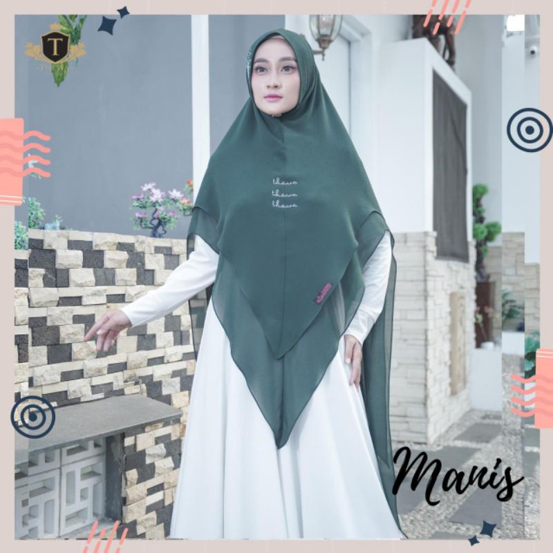 Thewa / khimar ceruty babydoll MANIS / hijab dua layer / jilbab instan soft pet antem / kerudung sya