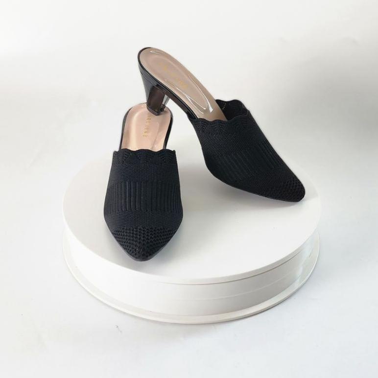 Langsung Order Arlaine - Yurika Sepatu Rajut Wanita / Heels Wanita Import / Heels Selop / Heels 5cm