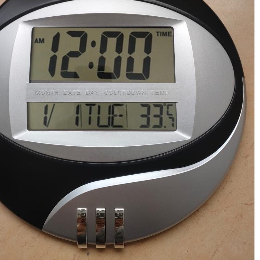 ❅ Jam Dinding Digital Esa 3885 / 3806T - Jam Dinding Digital Bulat - Fitur Lengkap ☑