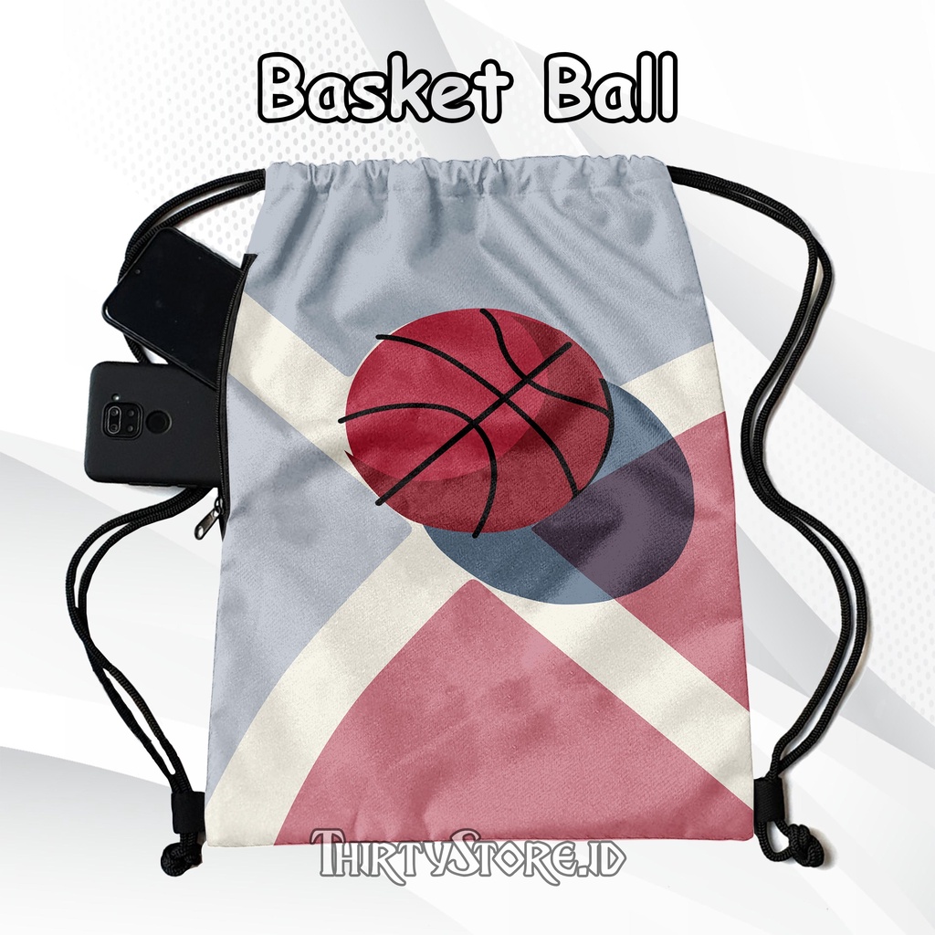 Tas Serut Anti Air New String Bag Full Print Pria Dan Wanita Motif Basket Ball Tas Olahraga Tas Sekolah