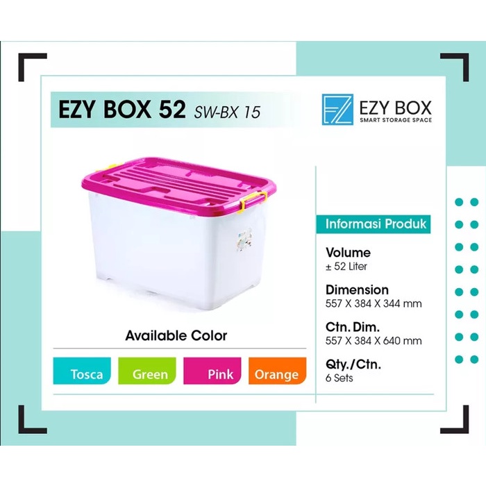 EZY BOX EZ 52 L Smart Storage Box Container Kotak Penyimpanan 52 Liter