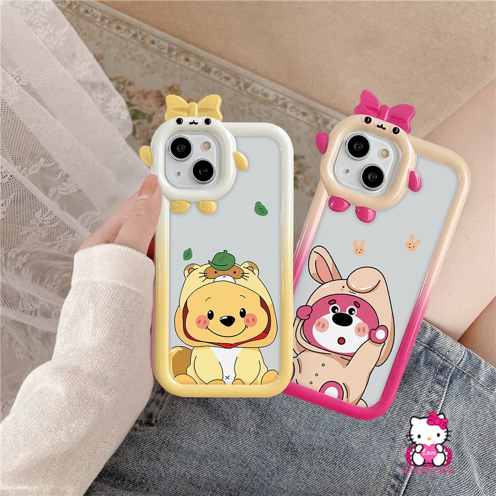 IPHONE Lovely Case Kompatibel Untuk Iphone11 12 13 14 Pro Max7 6 14 6s 8 Plus XR X XS Max SE 2020 Cute Strawberry Bear Manyo Lembut Winnie The Pooh Cover