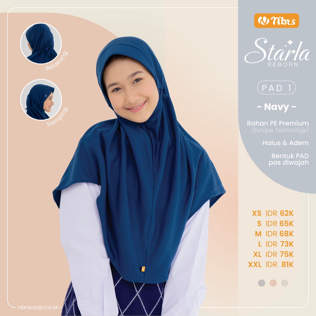 Nibras Hijab Starla Reborn Pad 1 Bahan PE Premium Jilbab Sekolah Polos by Nibras Hijab Jilbab Kaos Nyaman dipake bisaCOD