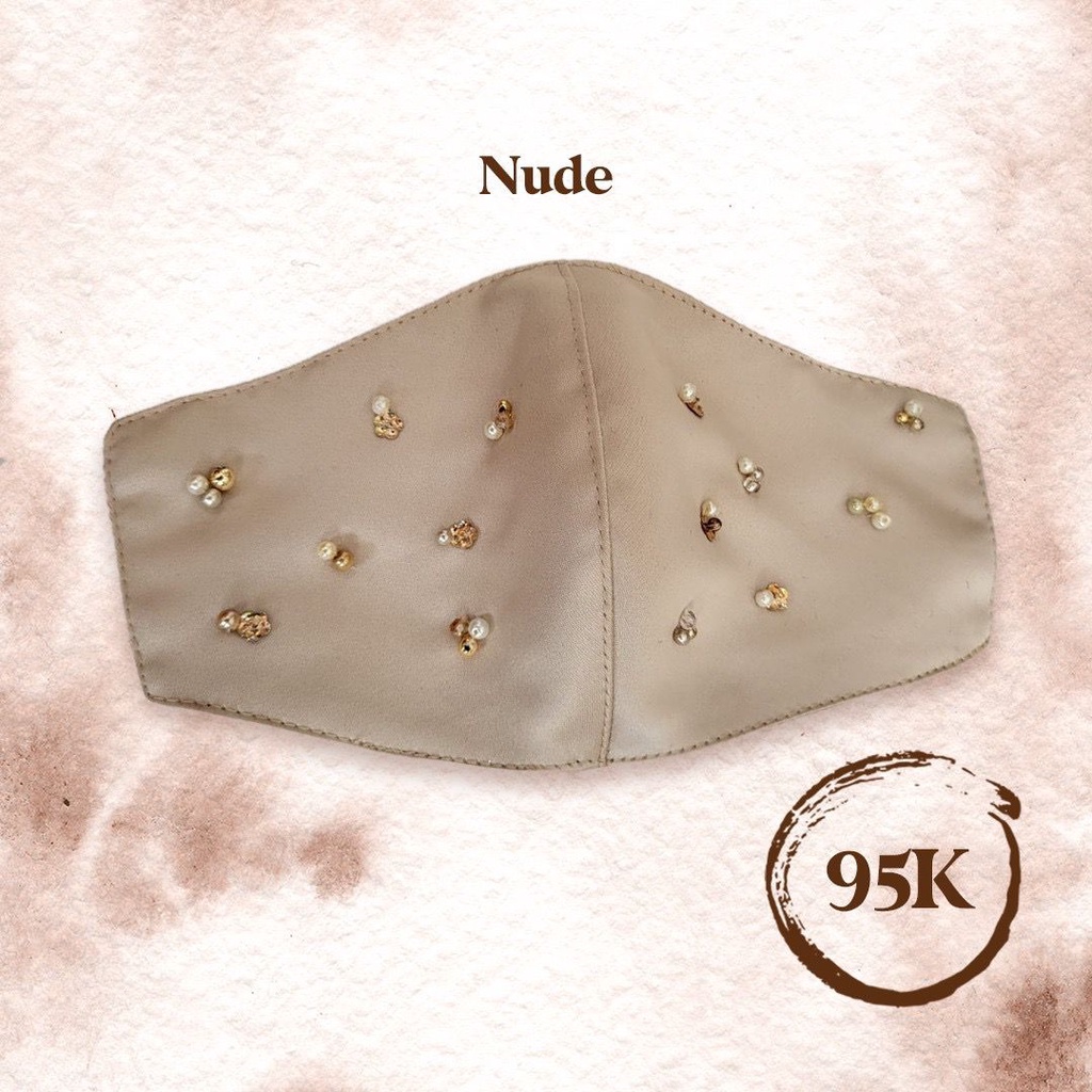 Masker Kain Satin PREMIUM 3 ply | Nude / Silver / Sage Green | Payet