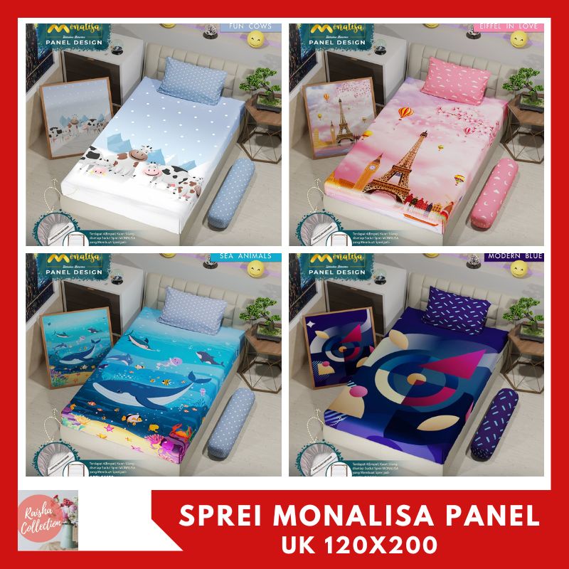 RC SPREI MONALISA PANEL DESIGN MOTIF BARU UKURAN 120X200CM