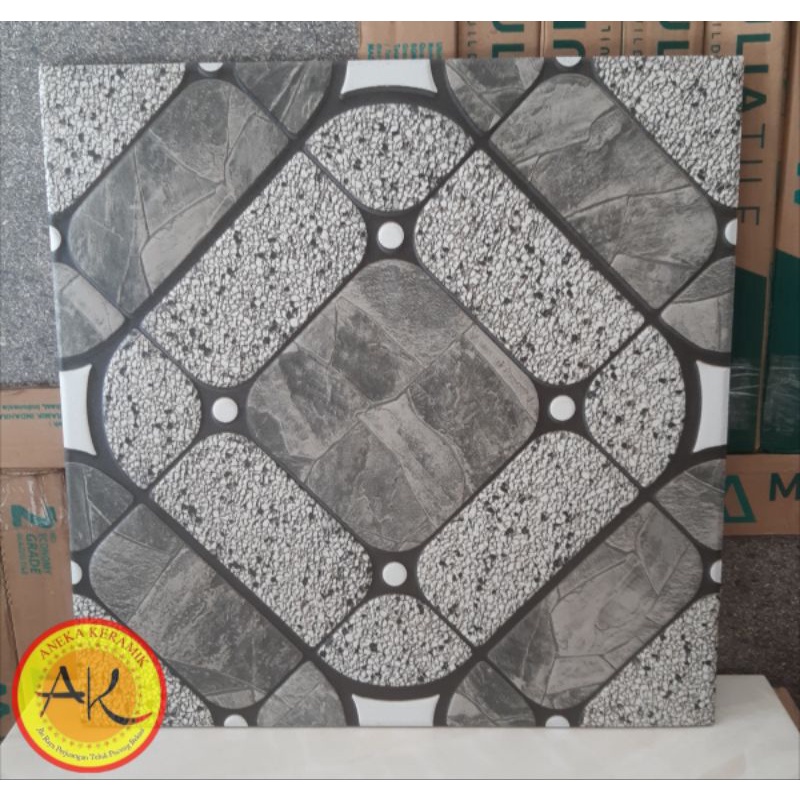 Keramik Lantai Teras Garasi Dinding Kasar Matt Motif Batu Alam Timbul 40x40 Montasio Grey