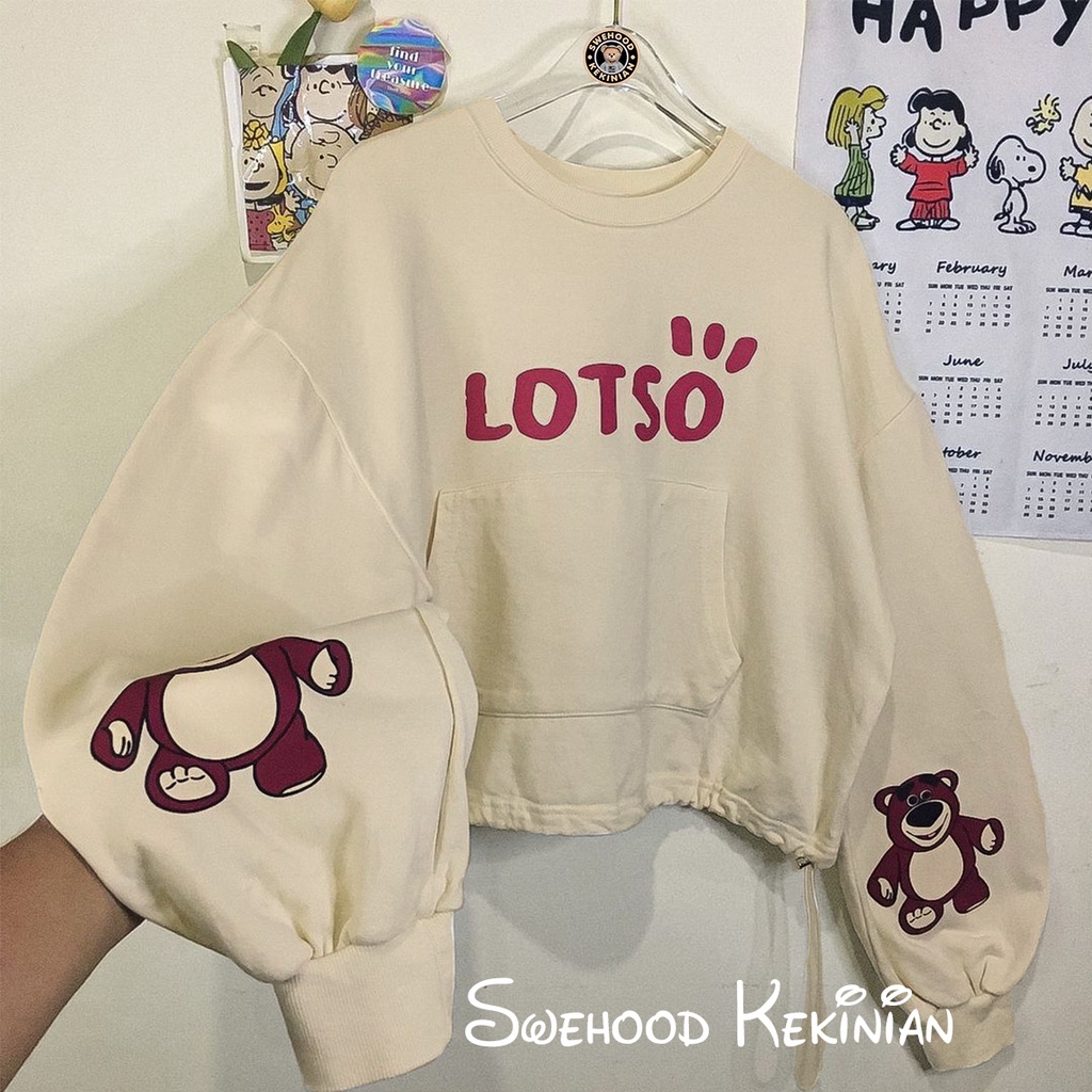 LOTSO SERUT SEMI CROP Sweater Crewneck Sweatshirt Kpop Wanita Kekinian Oversize Fashion Outfit Ootd Korean Style Sweter Crewnek Switter Cewe Krunek Perempuan Sweeter Viral Remaja Korea Atasan Cewek Premium LD 110 - PB 45 Bahan Fleece Tebal