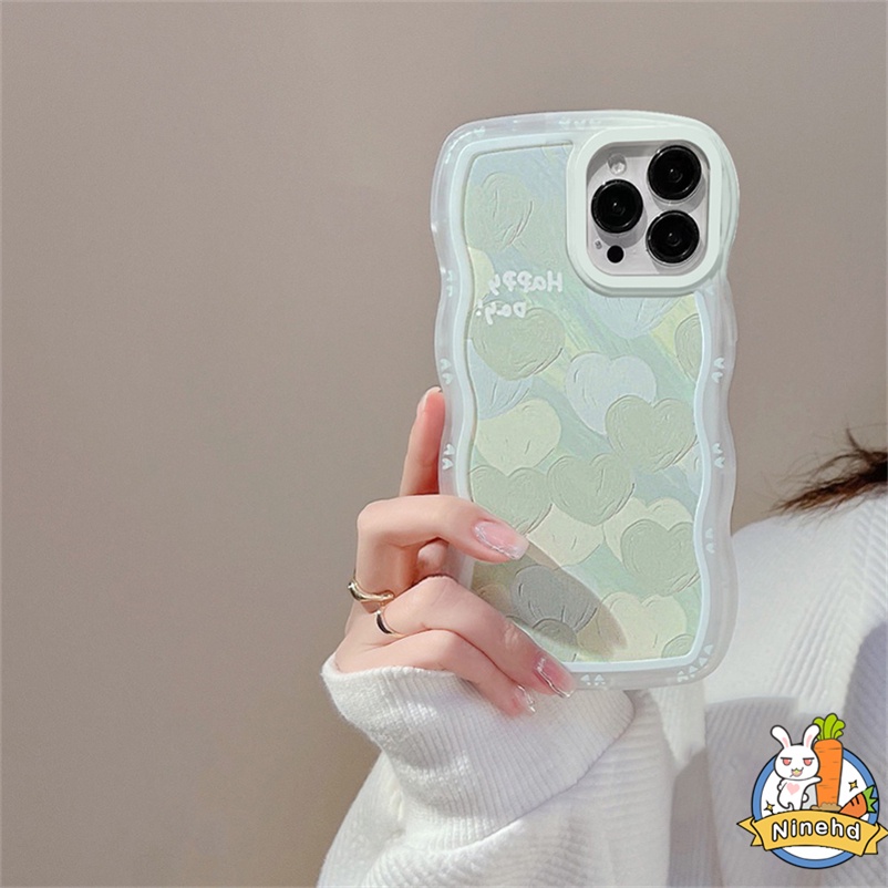 Soft Case Pelindung Motif Hati Warna Hijau Tahan Banting Untuk iPhone 14 13 12 11 Pro Max Xs Max X Xr 7 8 6 6s Plus SE 2020