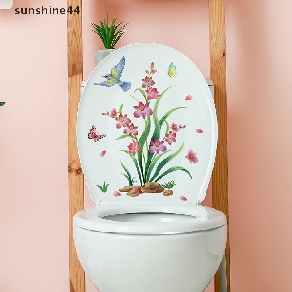 Sunshine Hijau Daun Tanaman Stiker Dinding Kamar Mandi Toilet Dekorasi Ruang Tamu Lemari Dekorasi Rumah Decals Mempercantik Diri Perekat Mural ID