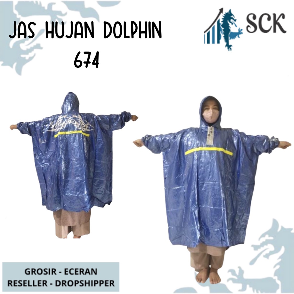 Jas Hujan DOLPHIN 674 PVC Dewasa / Jas Hujan Ponco Musim Hujan / Mantol Hujan - sckmenwear GROSIR